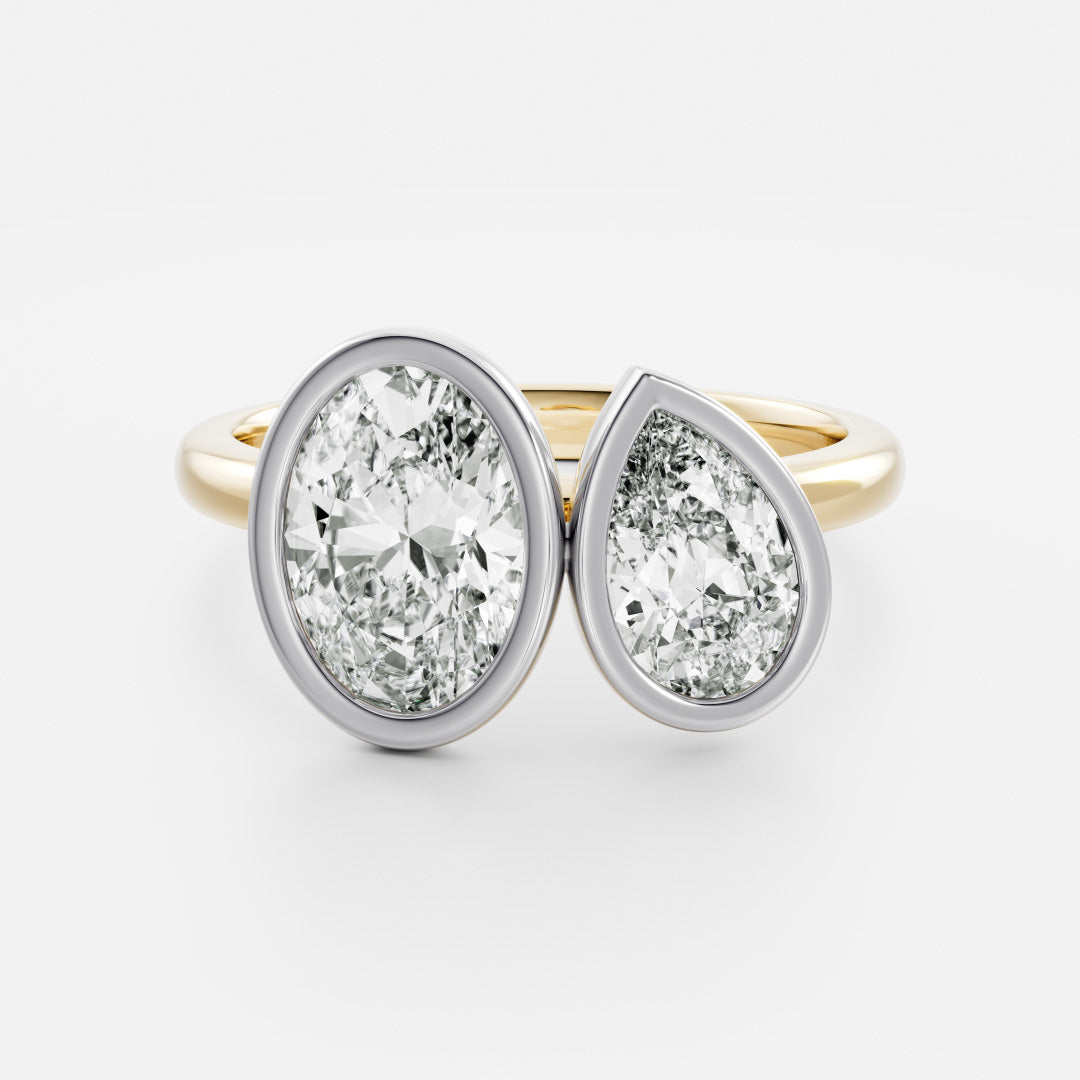 The Zélie Ring - Oval and Pear Bezel Toi et Moi