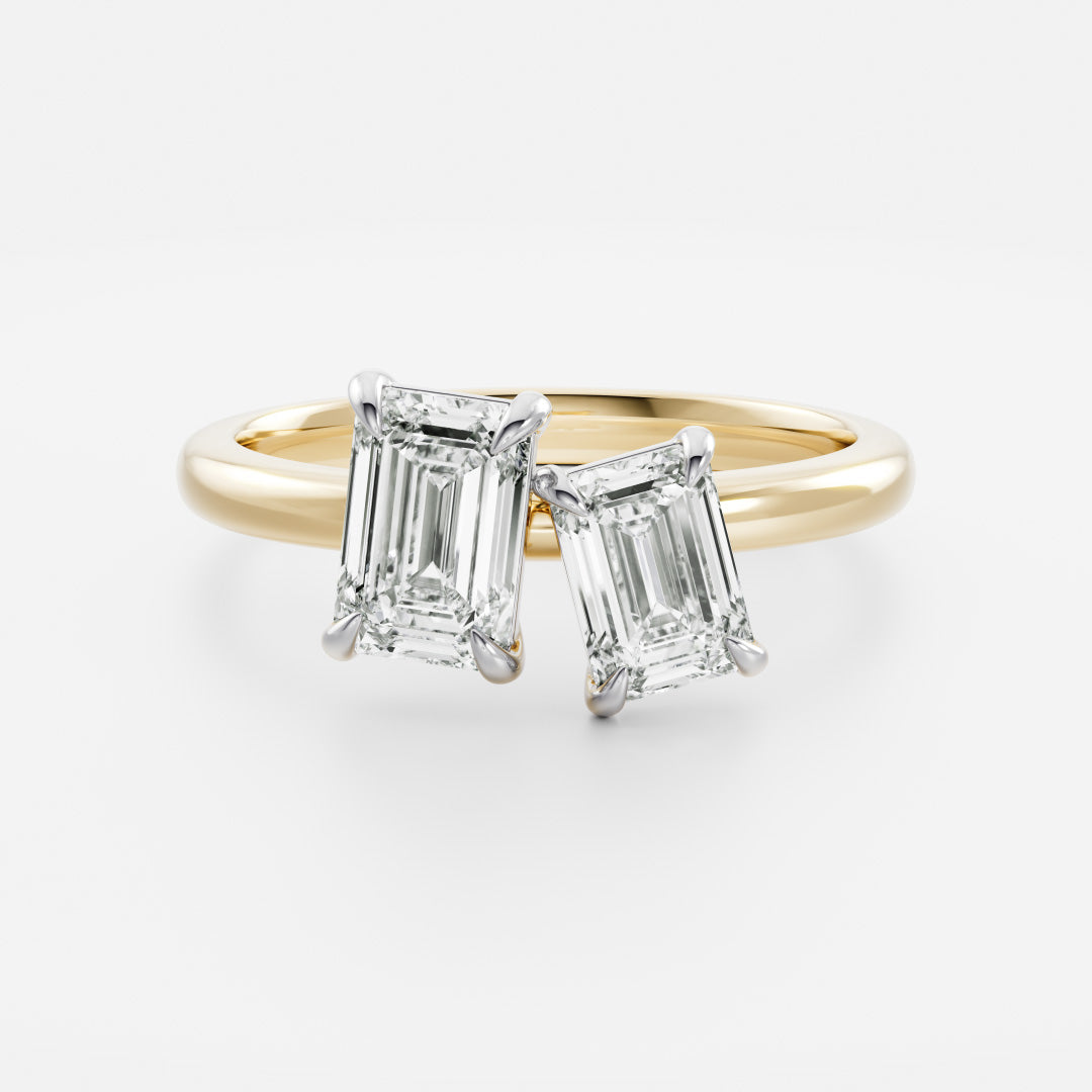 The Audrey Ring - Emerald Toi et Moi