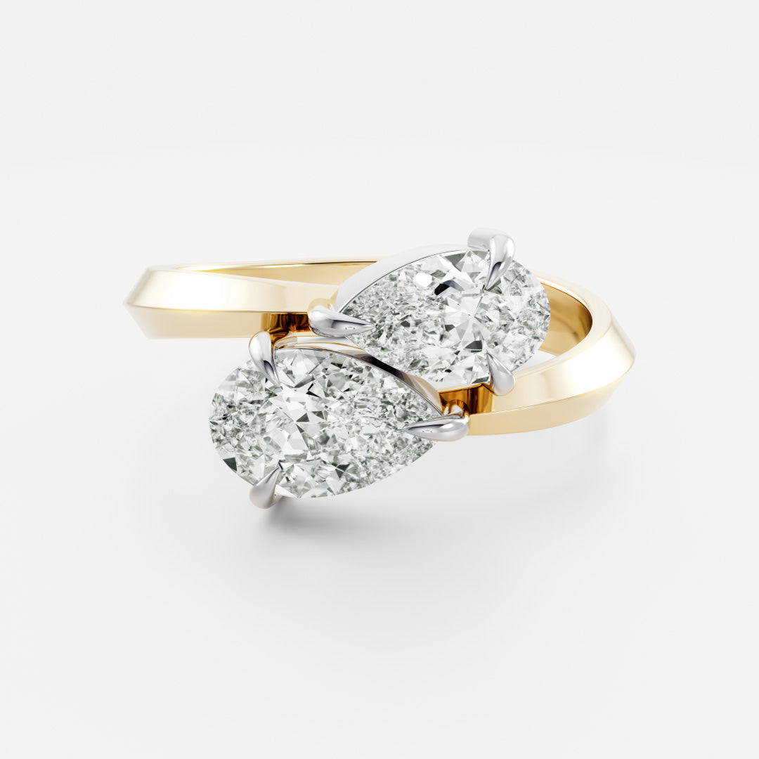 The Isabeau Ring - Twisted Knife Edge Pear Toi et Moi