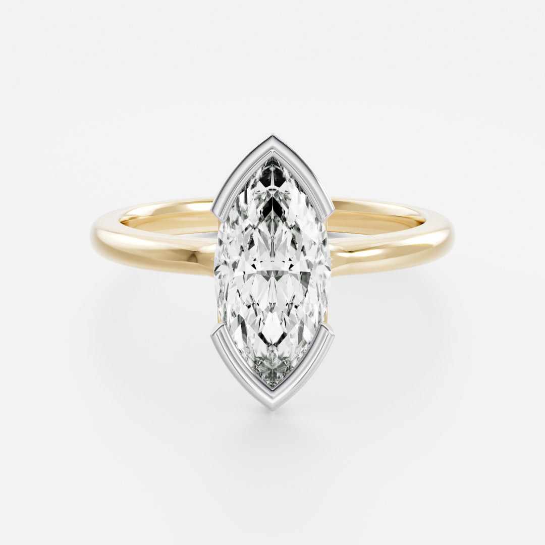 The Arie Ring - Marquise Half Bezel Solitaire