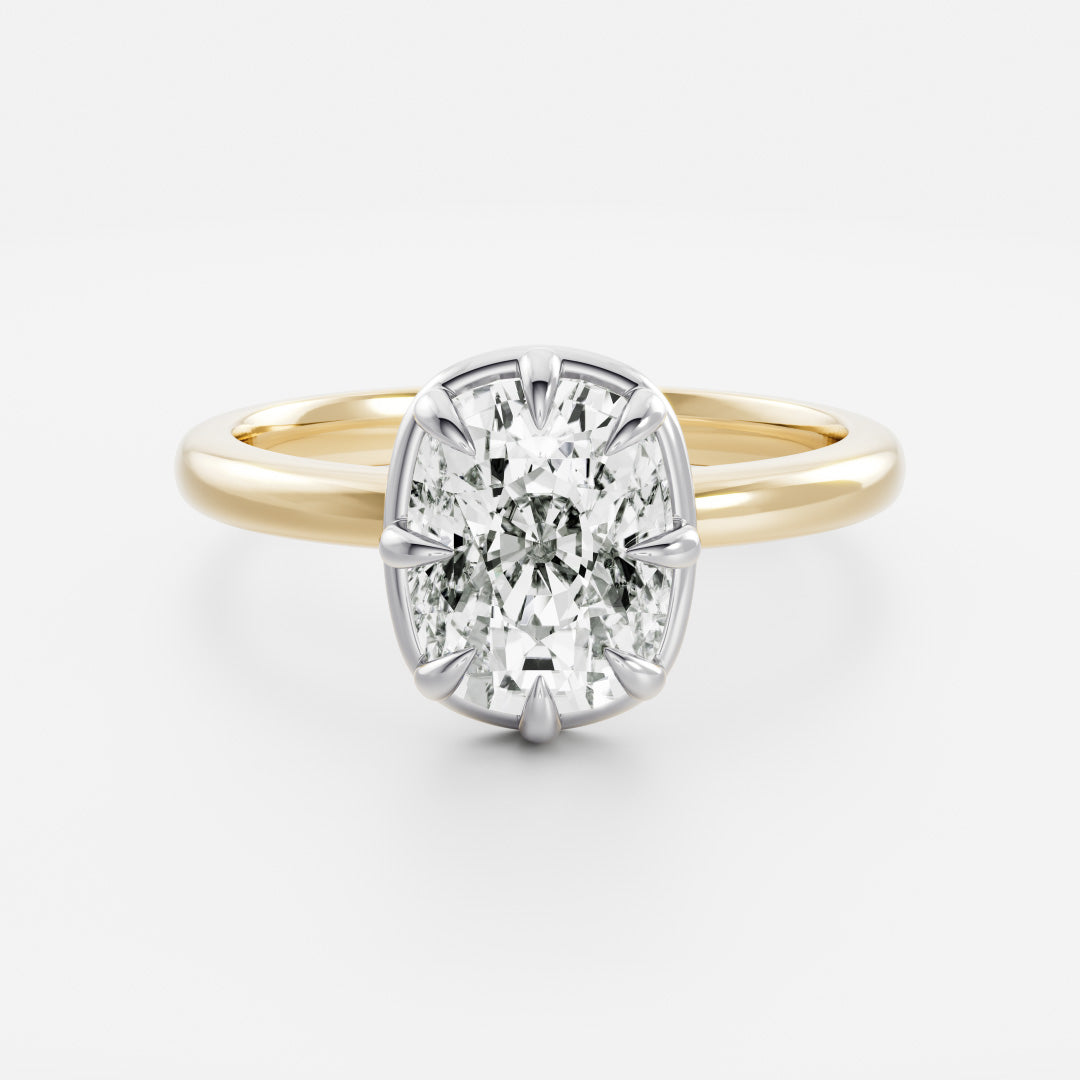 The Ophelia Ring - Elongated Cushion Georgian Solitaire
