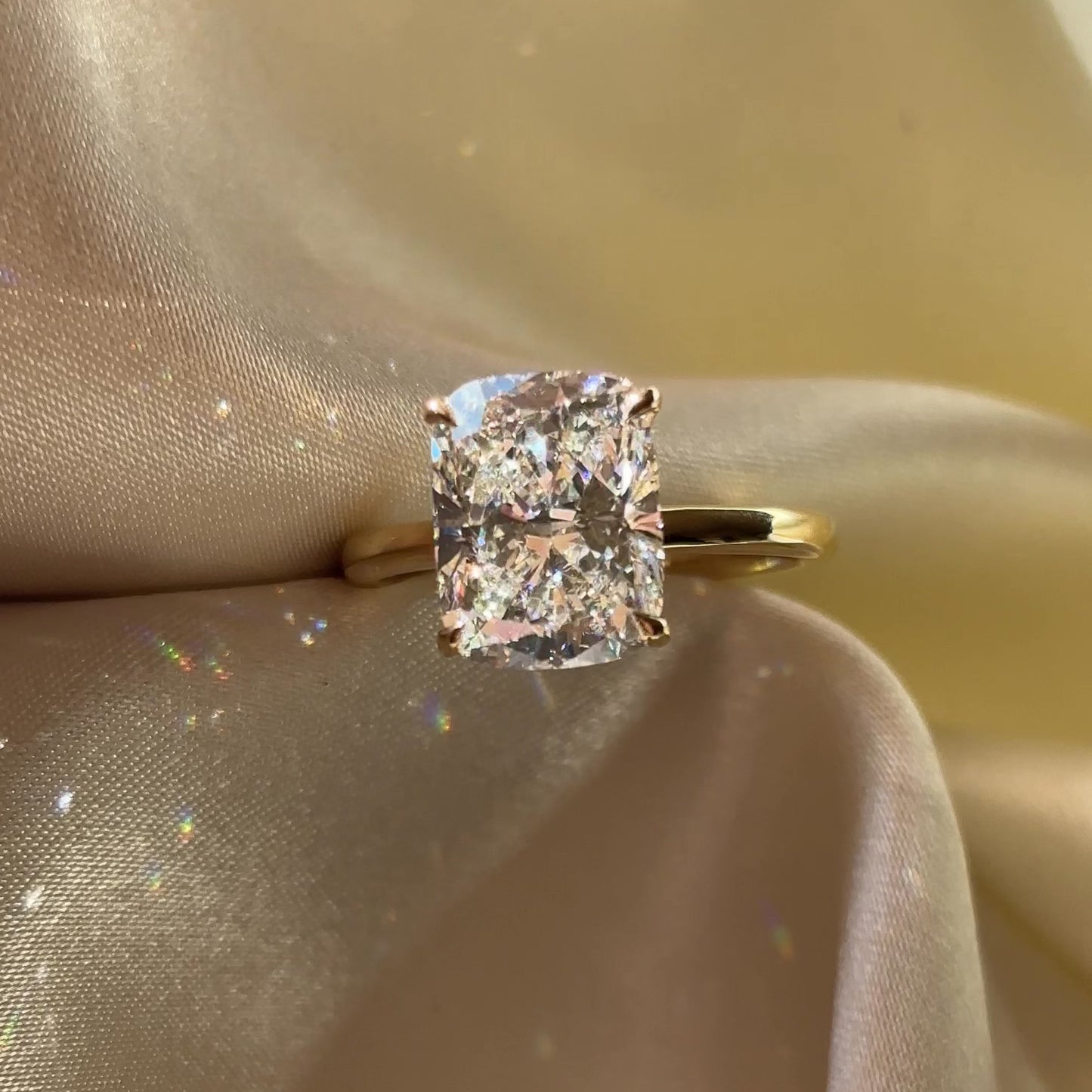 The Ophelia Ring - 4.03ct Lab-Grown Diamond Elongated Cushion Solitaire
