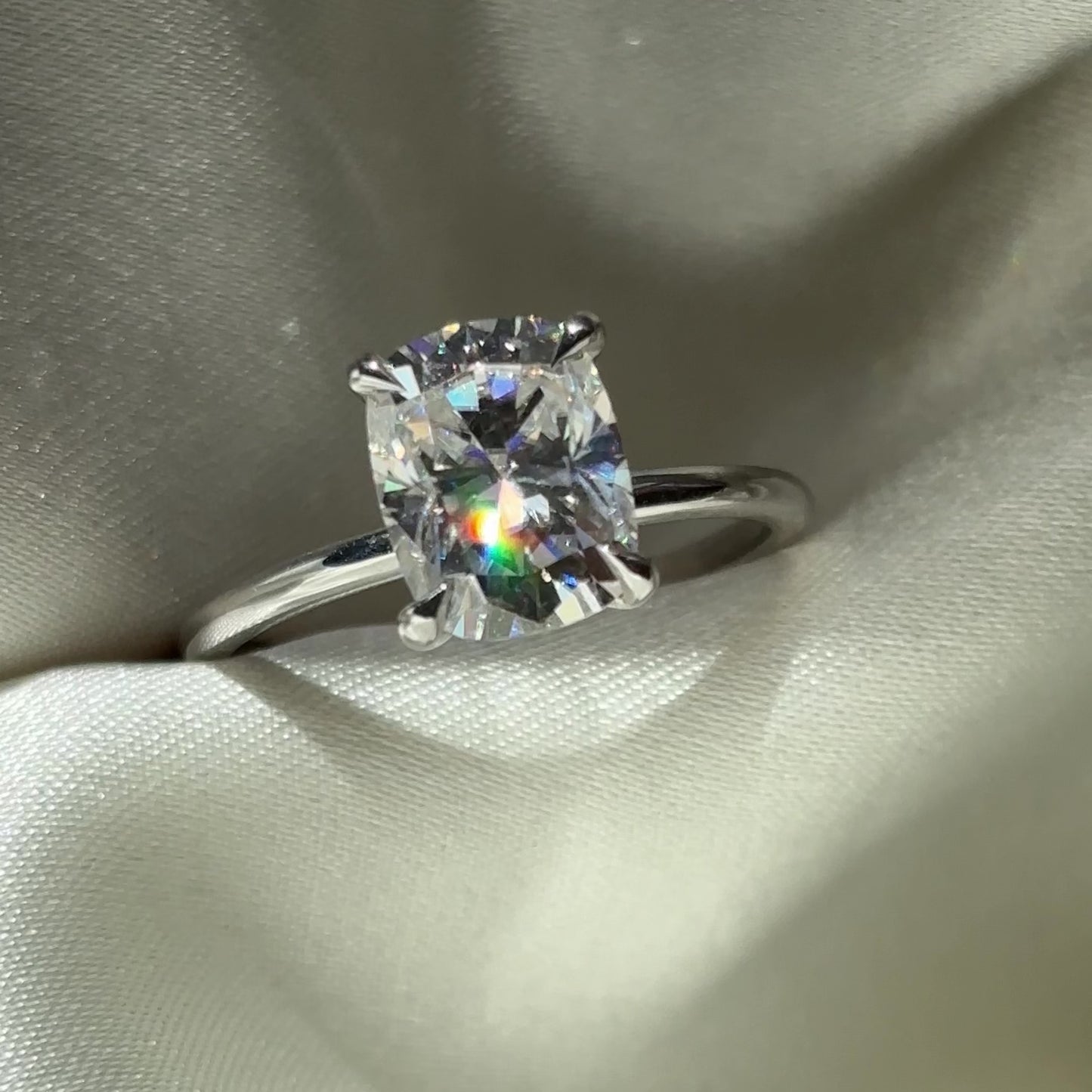 The Ophelia Ring - 2.4ct Moissanite Elongated Cushion Solitaire