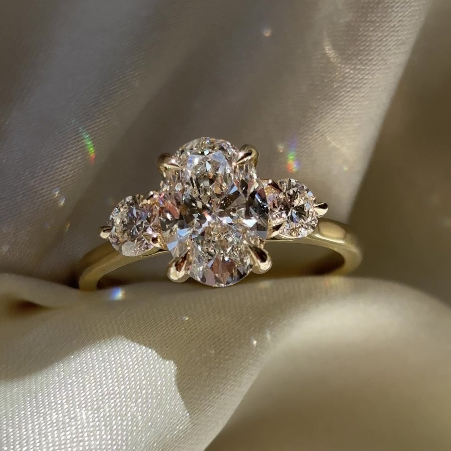 The Blaire Ring - 2.08ct Lab Grown Diamond Oval & Round Trilogy