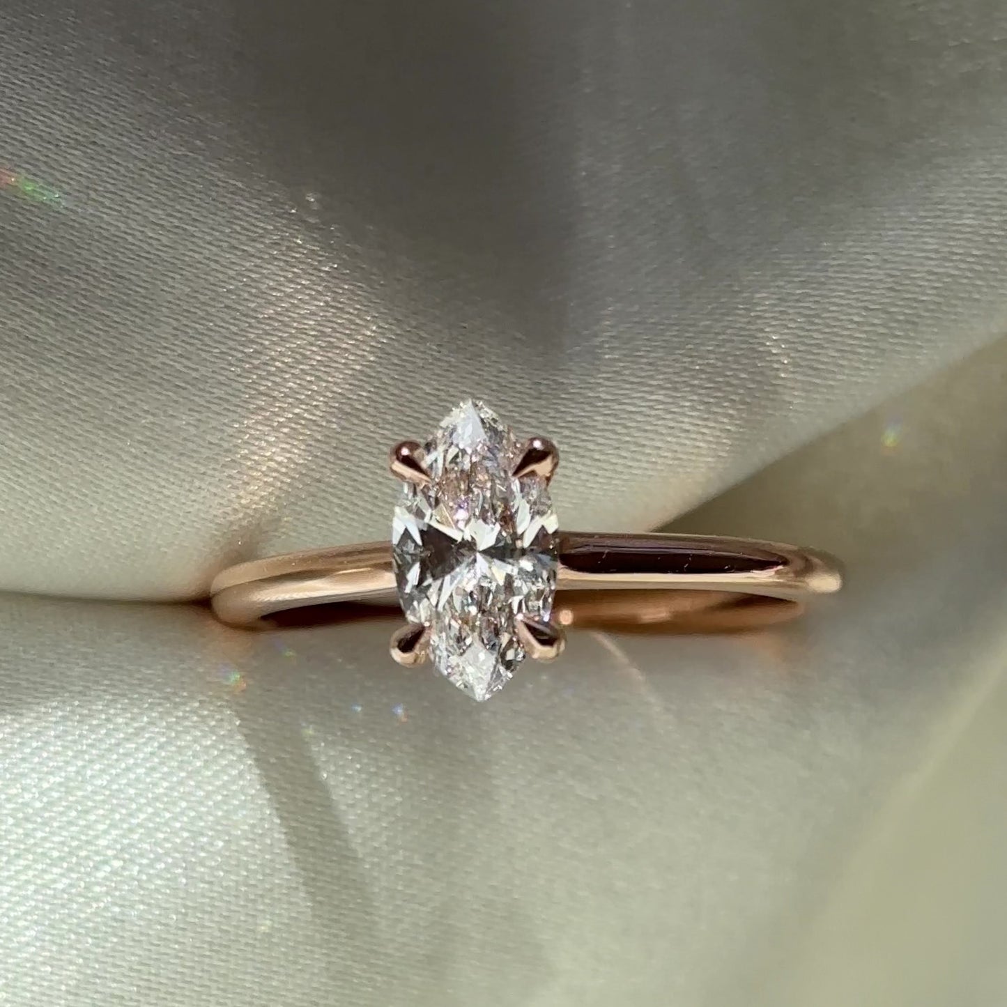 The Arie Ring - 0.71ct Marquise Lab Diamond Cathedral Solitaire