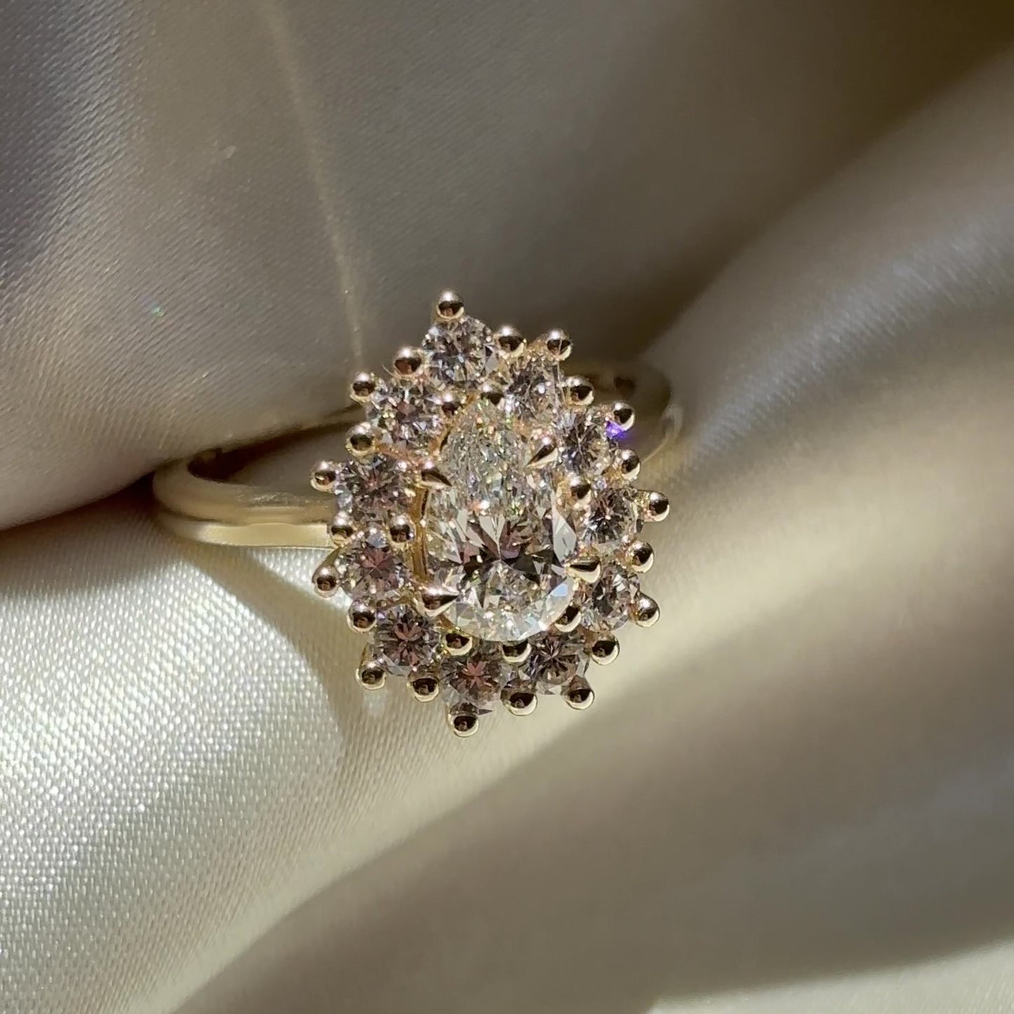 The Eloise Ring - 0.72ct Lab Grown Diamond Pear Antique Halo