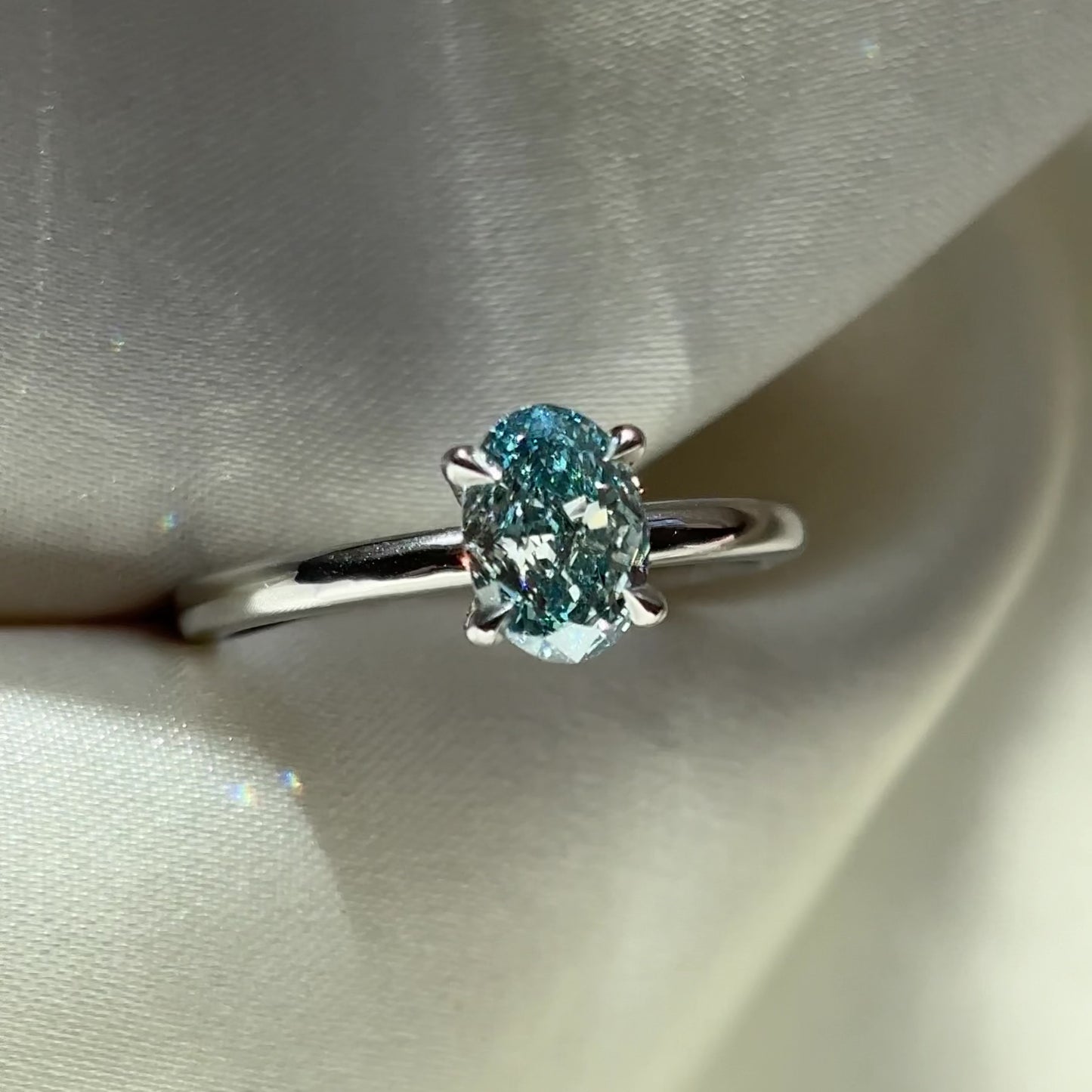 The Luise Ring® - 1.03ct Fancy Vivid Blue Lab Grown Diamond Oval Solitaire