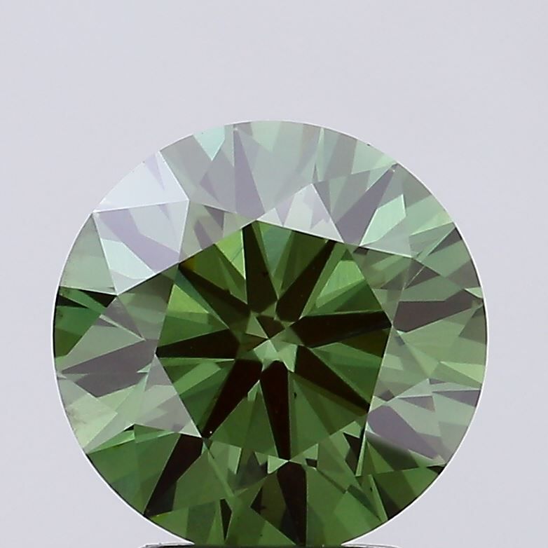 Round 2.82ct Fancy Deep Green