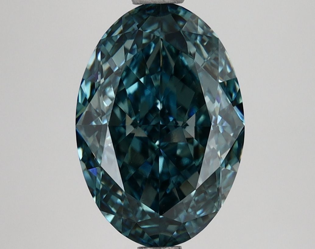 Oval 3.09ct Fancy Vivid Green Blue