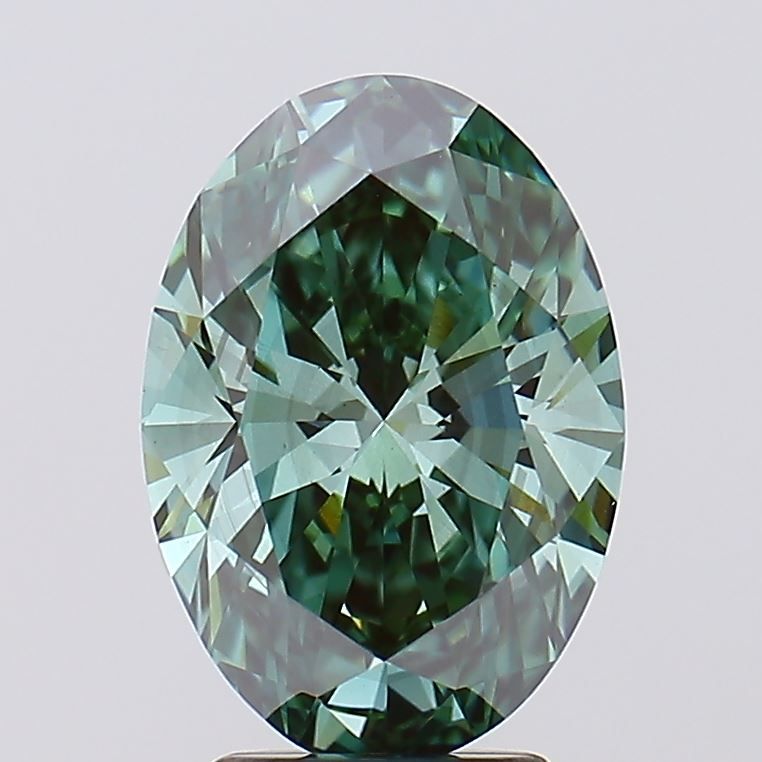 Oval 3.32ct Fancy Vivid Green