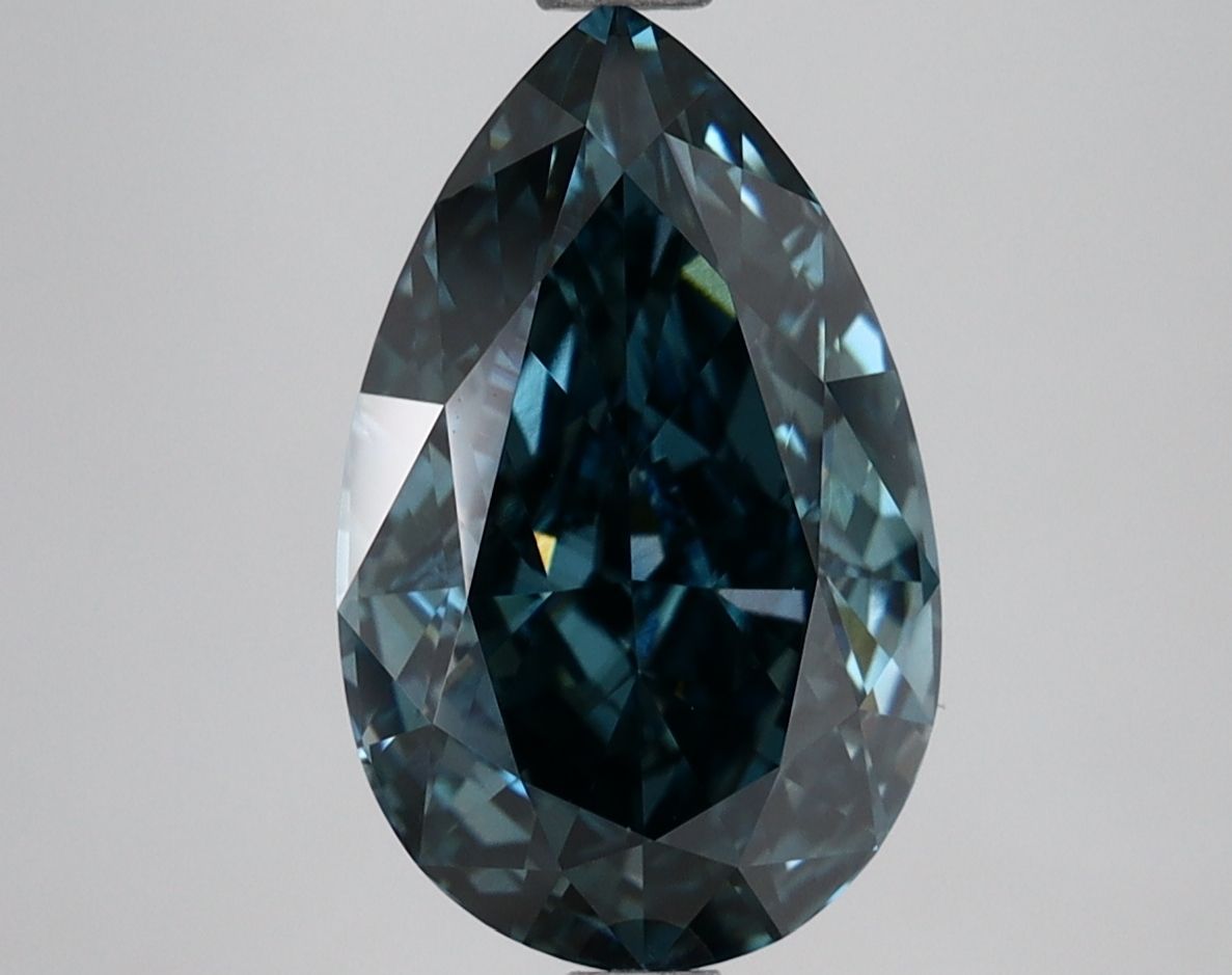 Pear 3.64ct Fancy Deep Green Blue