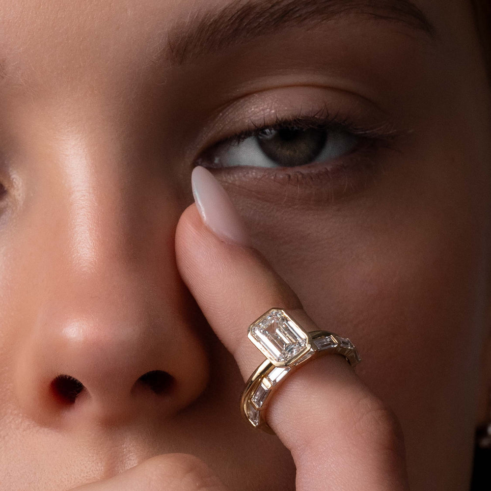 
                      
                        The Audrey Ring - Emerald Bezel Solitaire
                      
                    