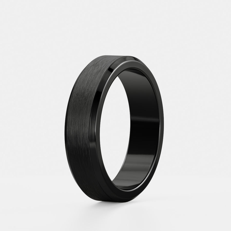 The Calihan Ring - Brushed Zirconium Chamfered Edge Men's Wedding Band