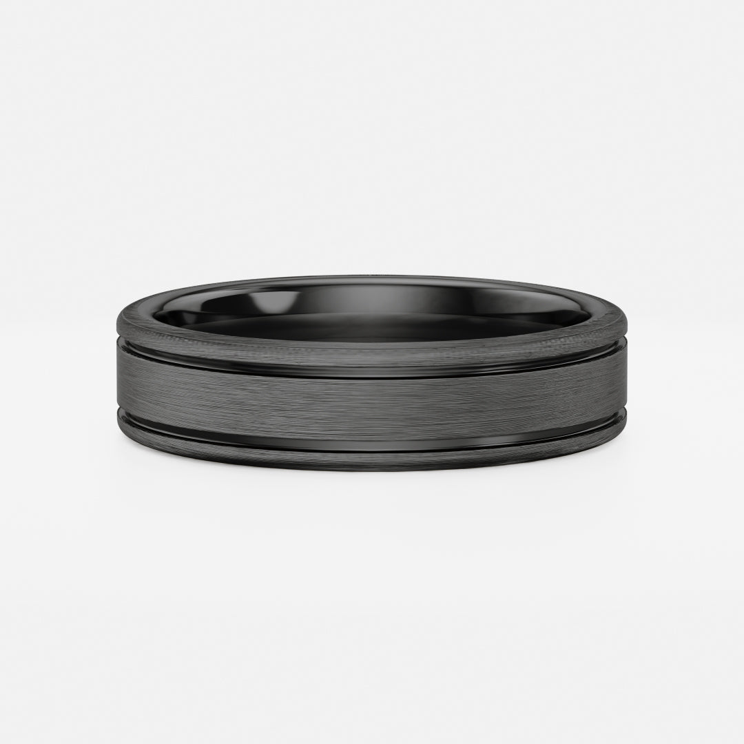 The Arte Ring - Flat Brushed Dual Grooved Men's Ceremonial Band