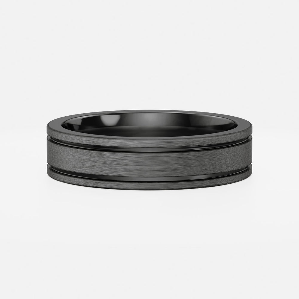 The Arte Ring - Flat Brushed Dual Grooved Men's Ceremonial Band