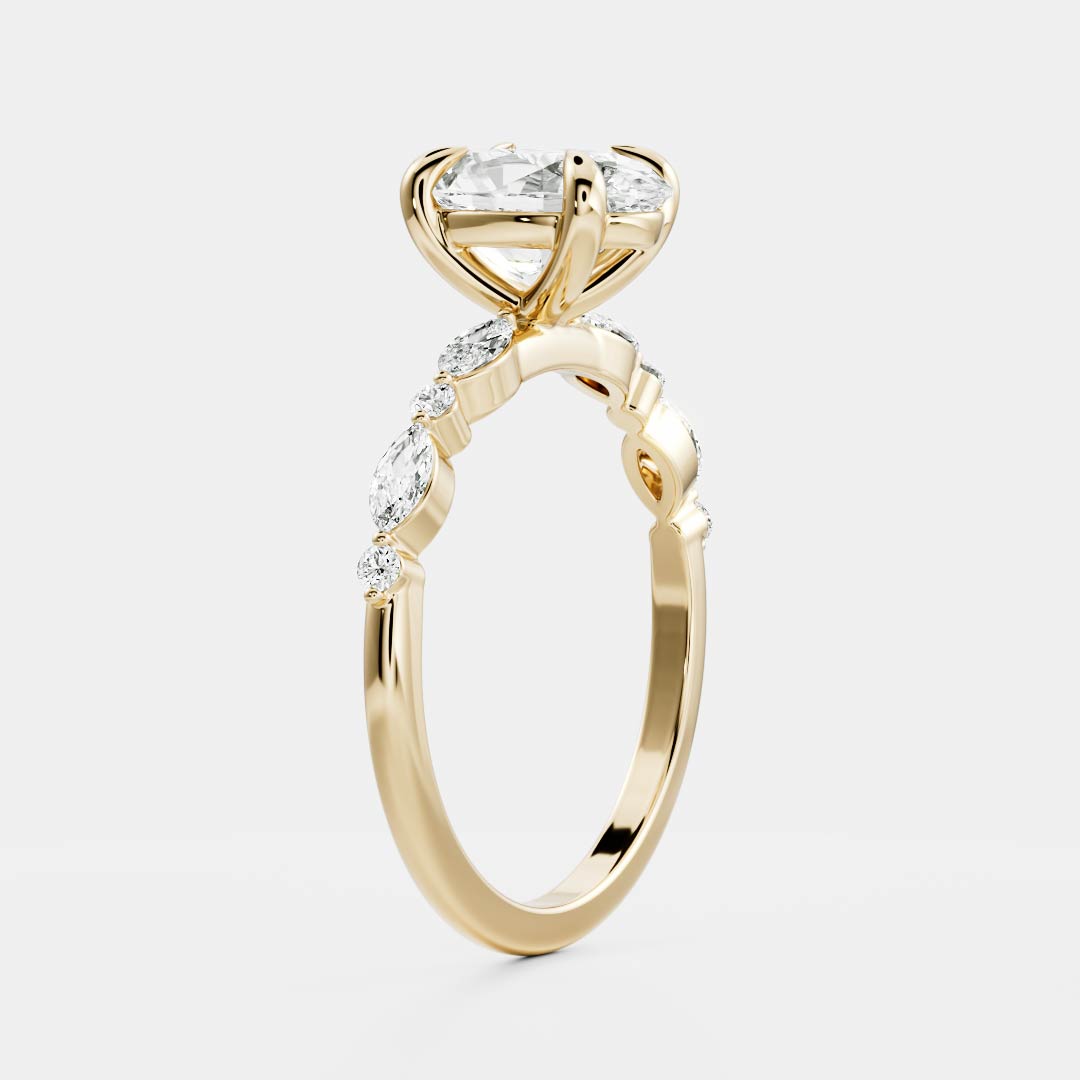 The Avery Ring - 2.1ct Moissanite Oval Solitaire with Marquise Band