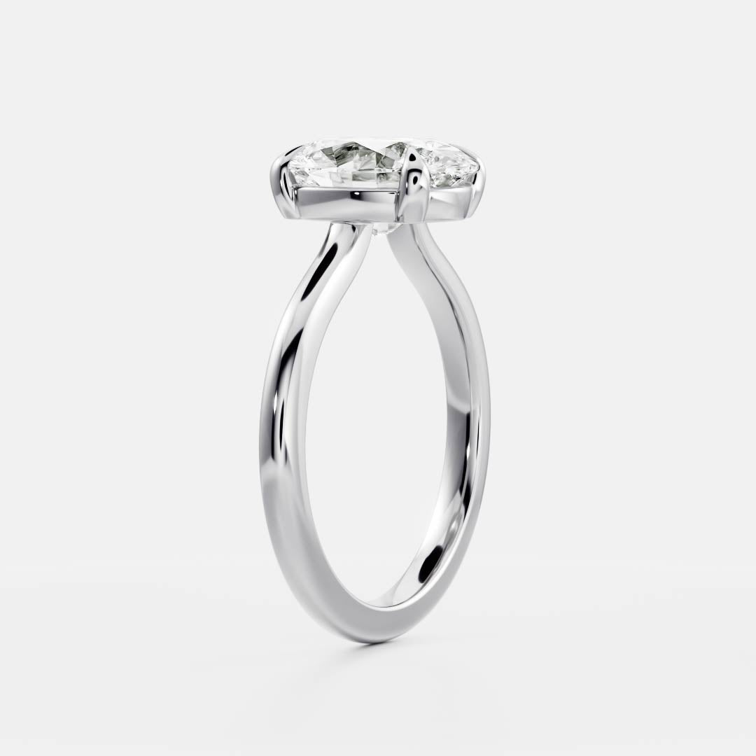 The Luise Ring - 1.8ct Low Set Moissanite Oval Solitaire