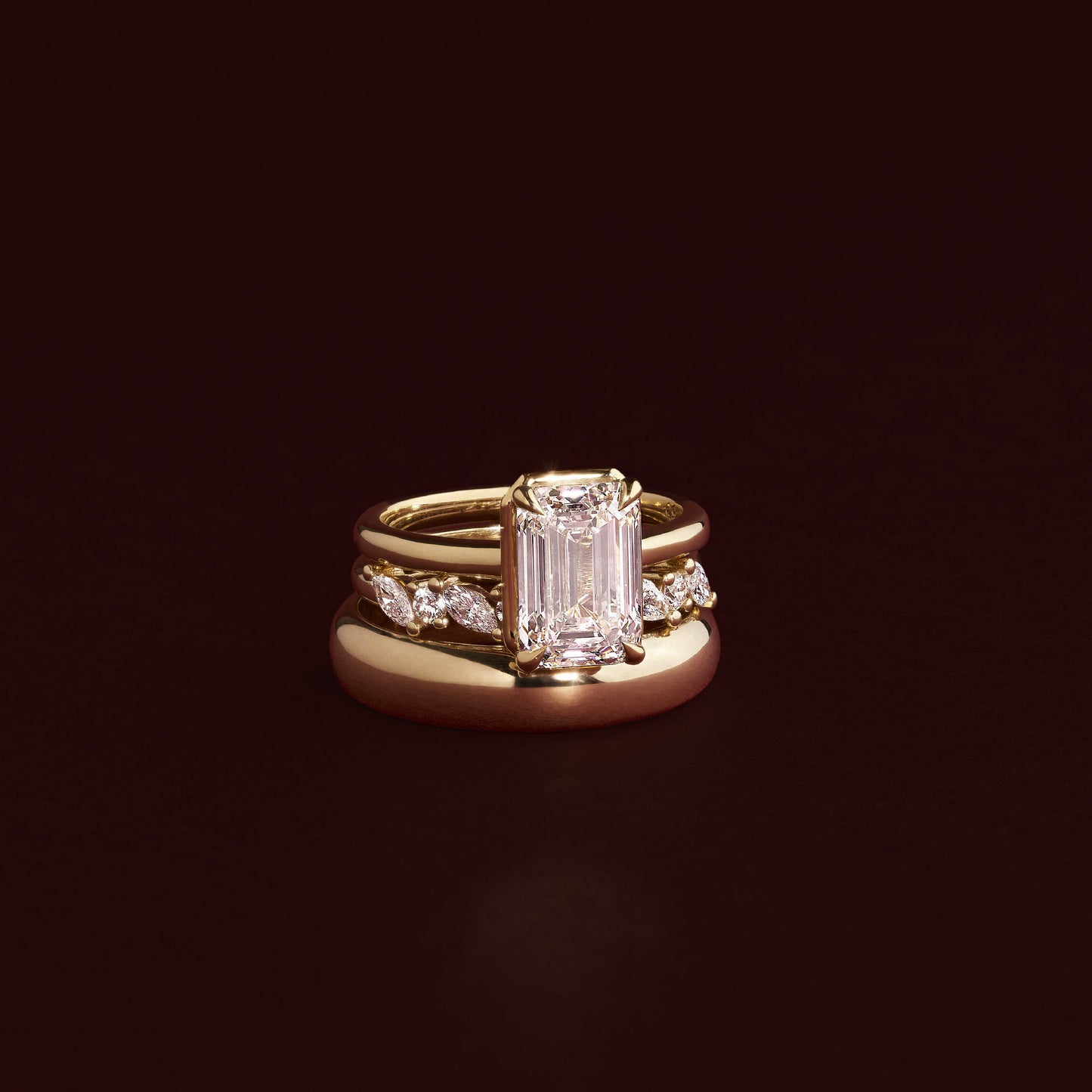 The Audrey Ring - Emerald Cathedral Georgian Solitaire