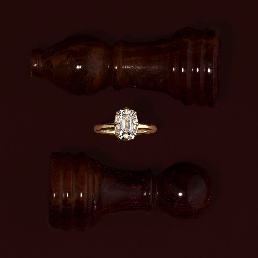 The Ophelia Ring - Elongated Cushion Georgian Solitaire