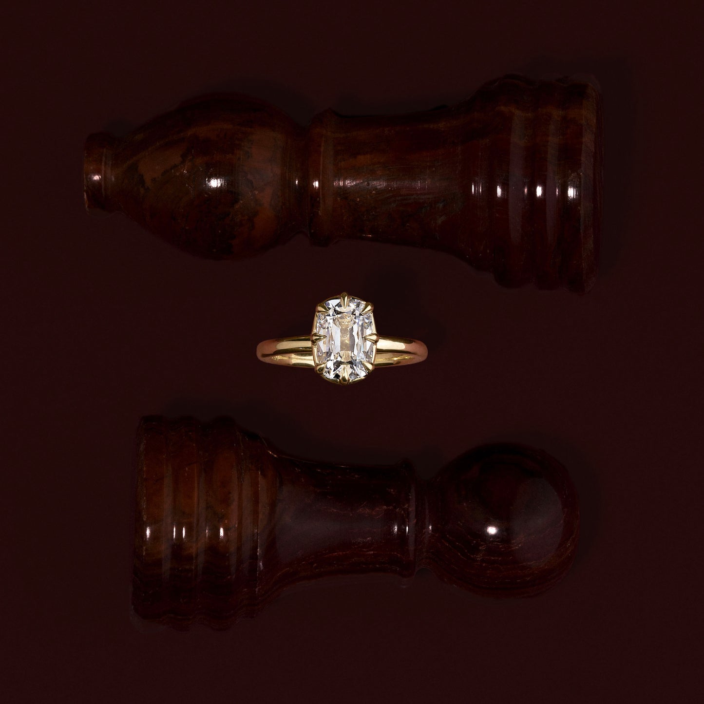 The Ophelia Ring - Elongated Cushion Georgian Solitaire