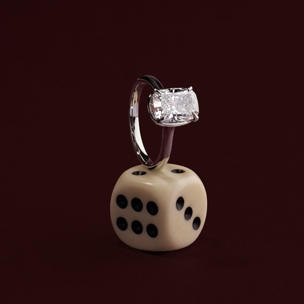 The Ophelia Ring - Elongated Cushion Cathedral Georgian Solitaire