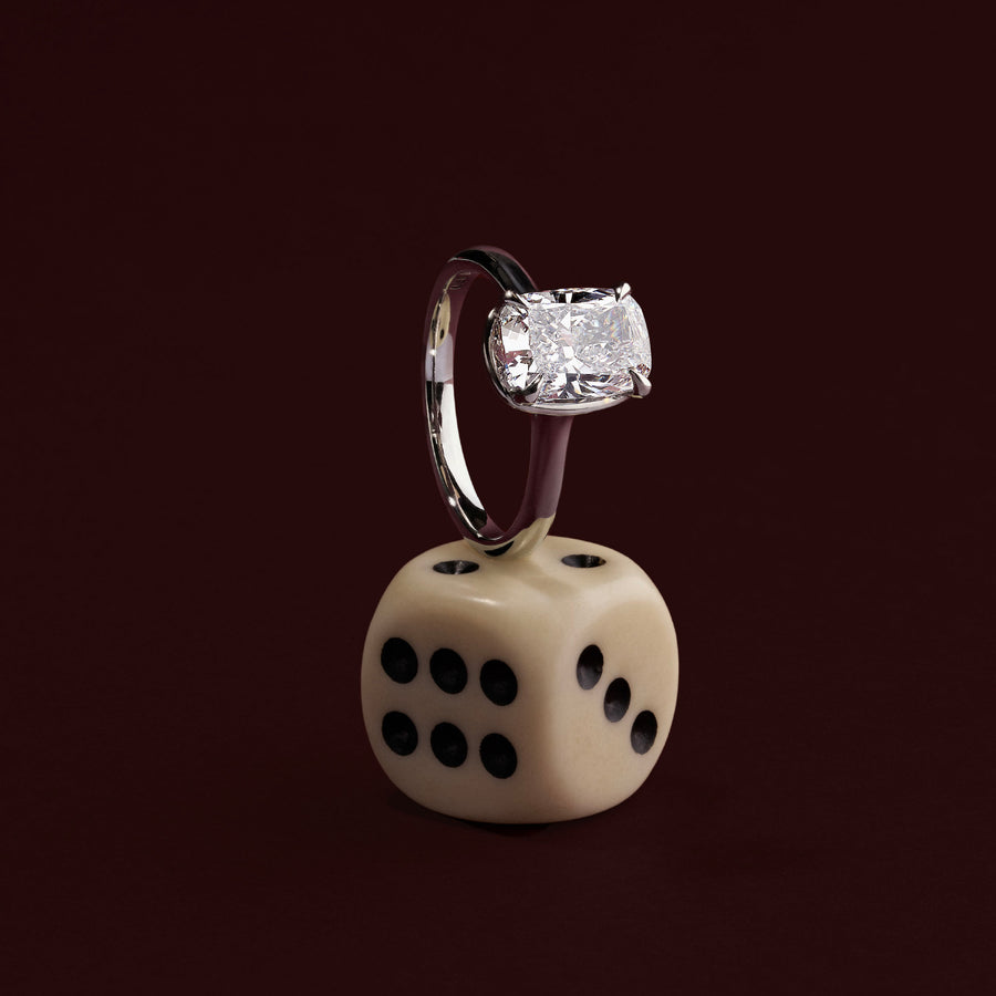 The Ophelia Ring - Elongated Cushion Cathedral Georgian Solitaire