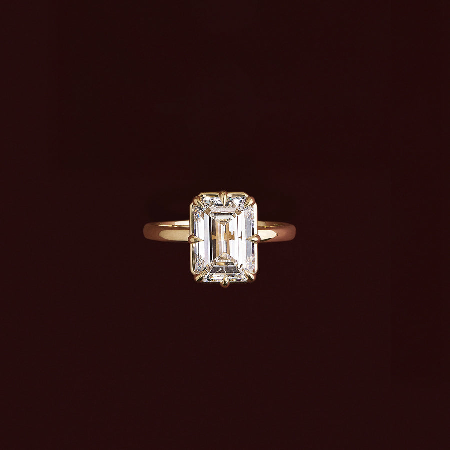 The Audrey Ring - Emerald Georgian Solitaire