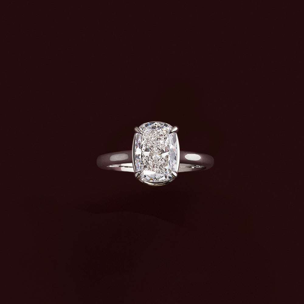 
                      
                        The Ophelia Ring - Elongated Cushion Cathedral Georgian Solitaire
                      
                    