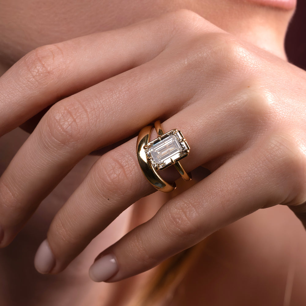 The Audrey Ring - Emerald Georgian Solitaire