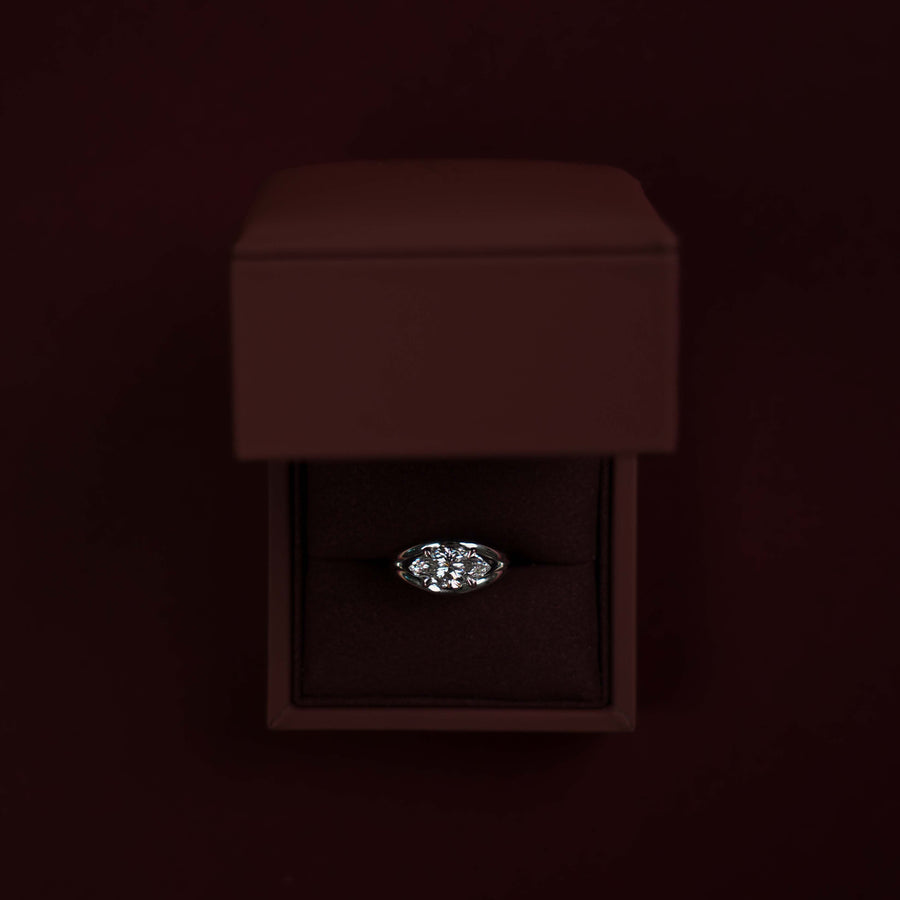The Aleasa Ring - 1.83ct Lab Diamond Split Shank East-West Marquise Solitaire