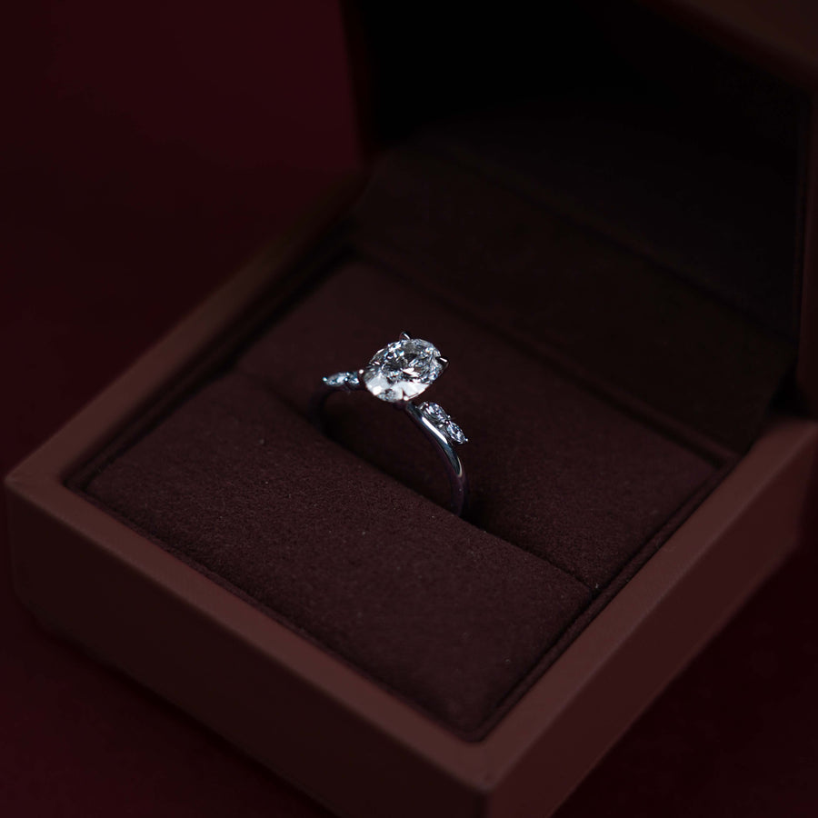The Amira Ring™ - 1.50ct Lab Diamond Oval with Marquise Accents