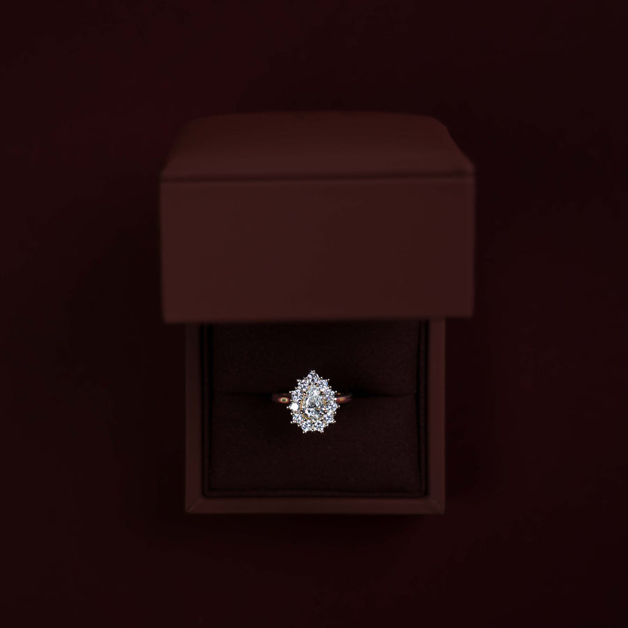 The Eloise Ring - 0.72ct Lab Diamond Pear Antique Halo