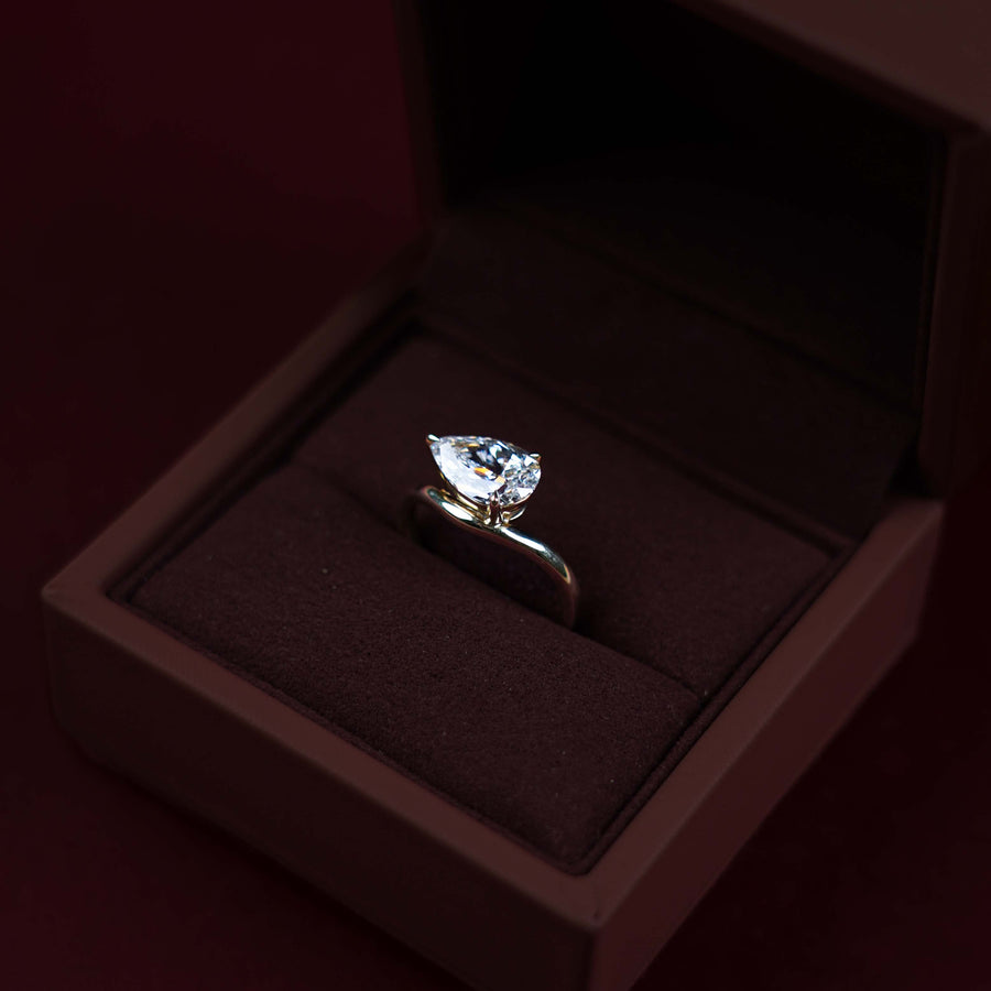 The Maya Ring - 2.06ct Lab Diamond Pear Curved Solitaire
