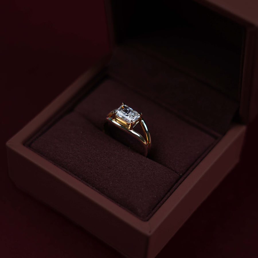 The Aleasa Ring - 1.30ct Lab Diamond Split Shank East-West Radiant Solitaire
