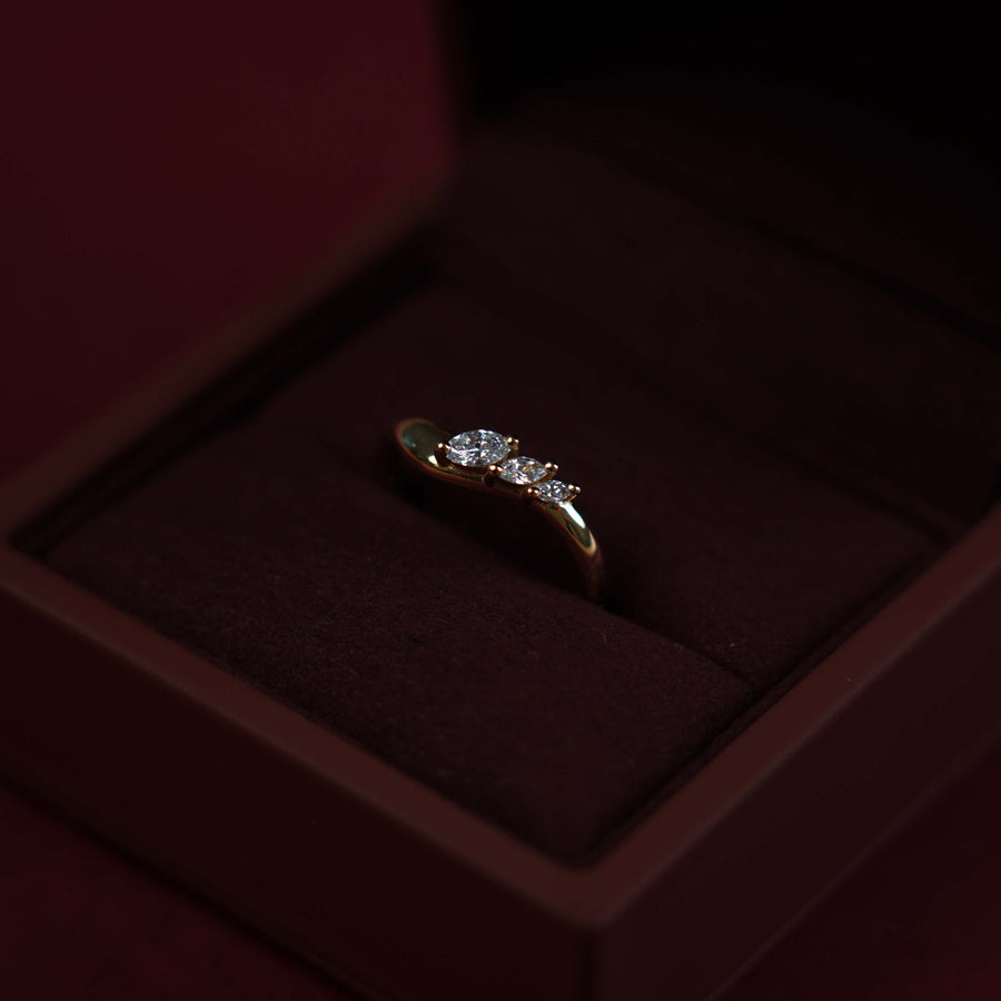 The Eve Ring - Lab Diamond Curved Marquise Wedding Ring