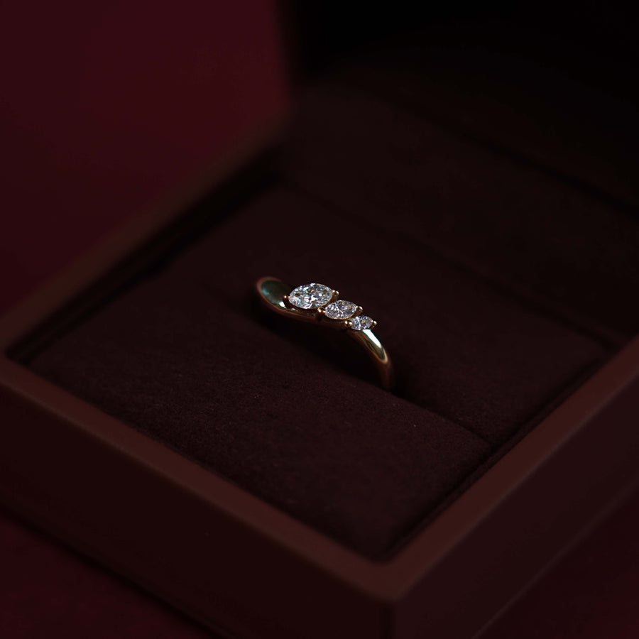 The Eve Ring - Lab Diamond Curved Marquise Wedding Ring