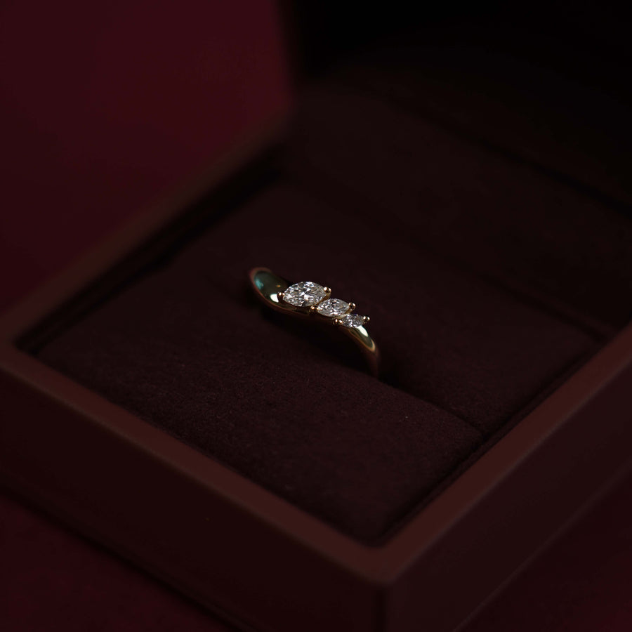 The Eve Ring - Lab Diamond Curved Marquise Wedding Ring