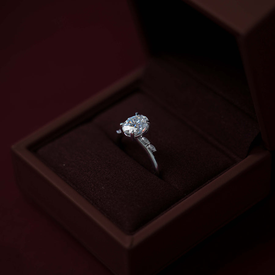 The Amira Ring - 2.1ct Moissanite Oval with Marquise Accents