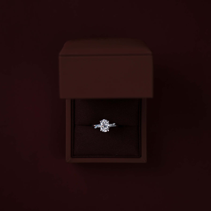 The Amira Ring - 2.1ct Moissanite Oval with Marquise Accents