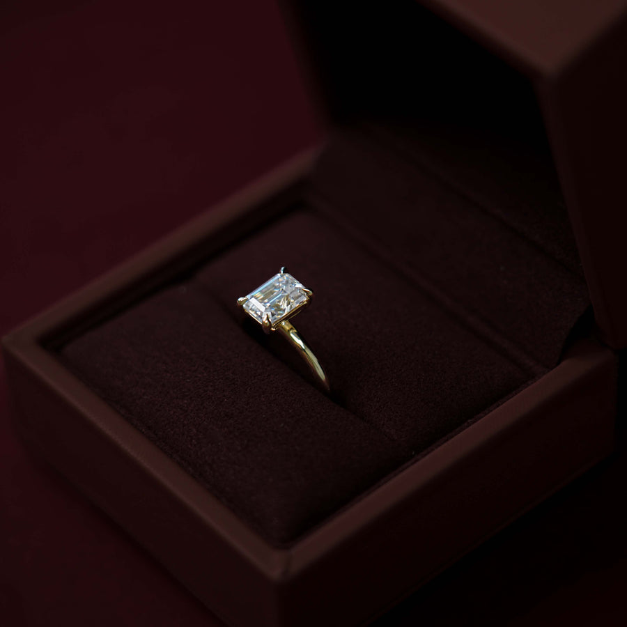 The Audrey Ring - 1.9ct Moissanite Emerald Solitaire