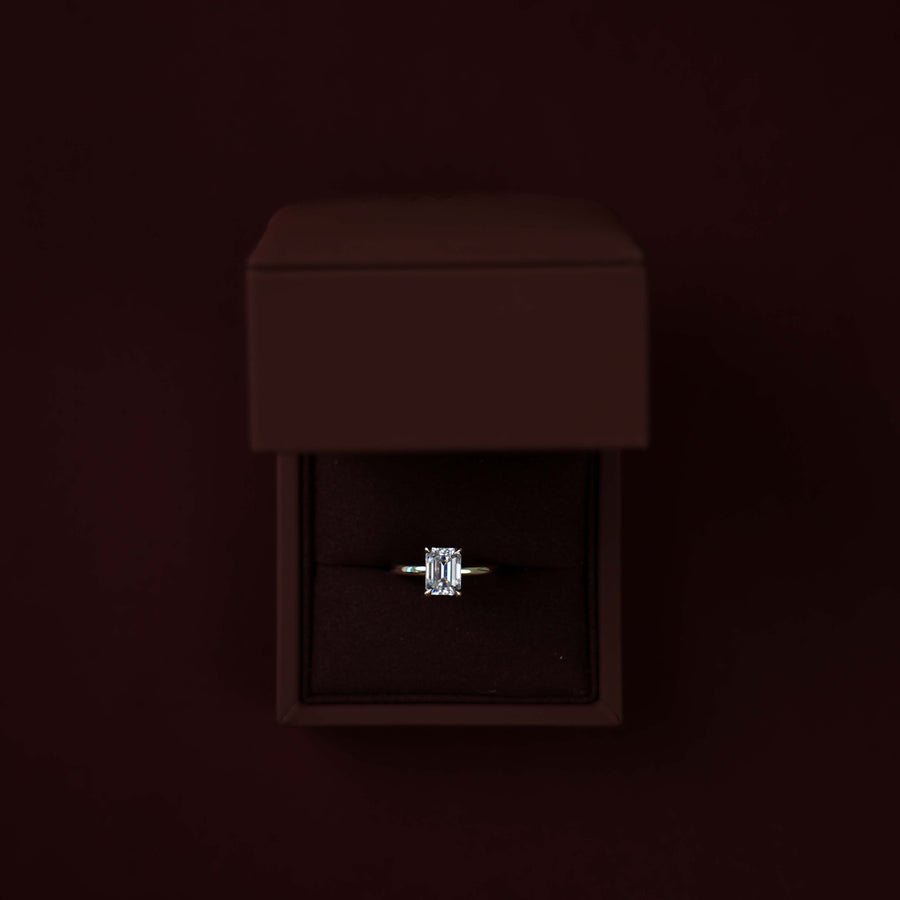 The Audrey Ring - 1.9ct Moissanite Emerald Solitaire