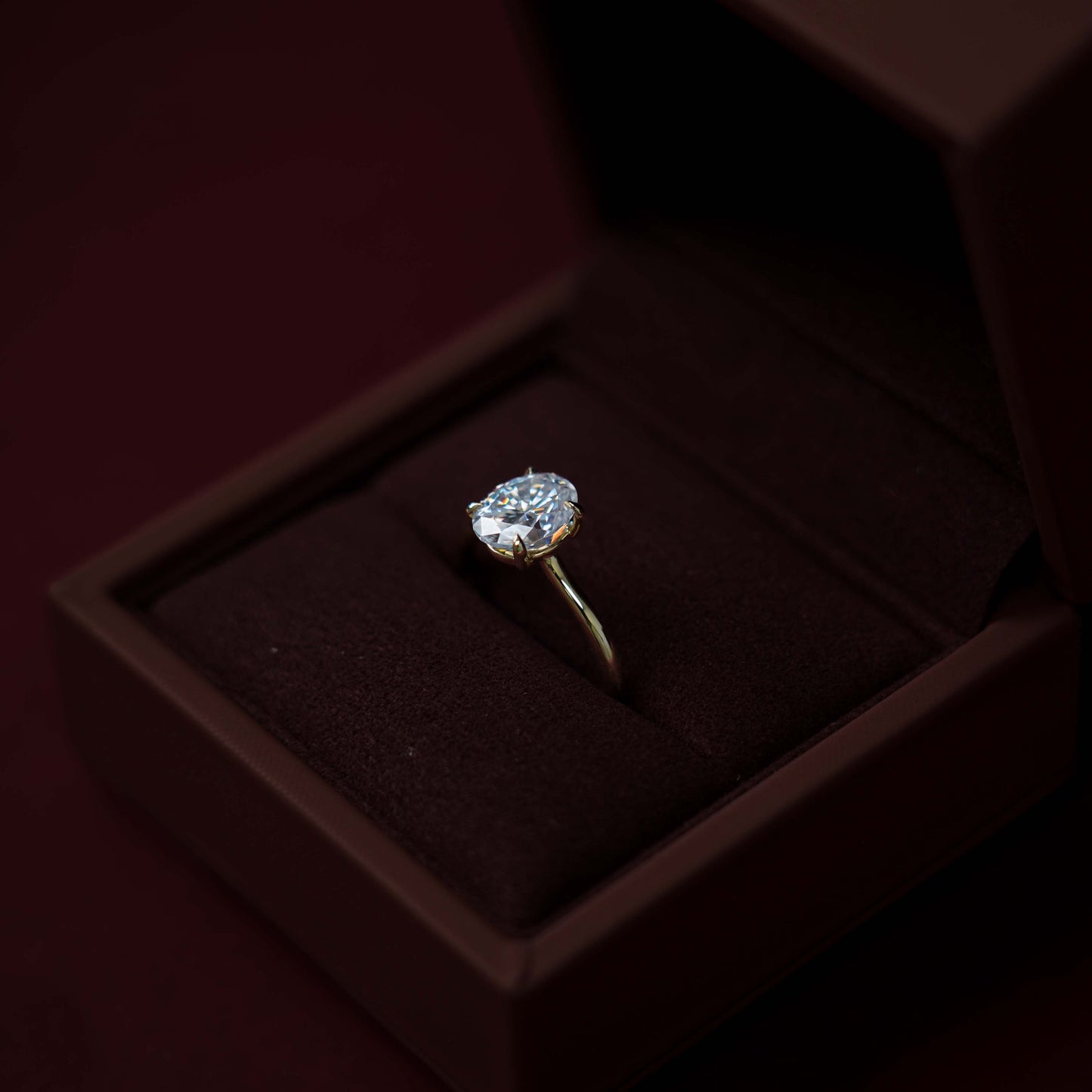 The Luise Ring™ - 2.1ct Moissanite Low Set Oval Solitaire