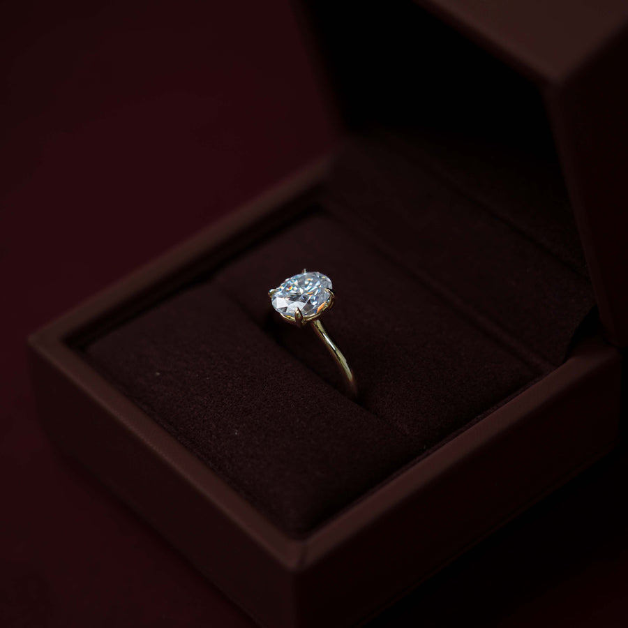 The Luise Ring™ - 2.1ct Moissanite Low Set Oval Solitaire