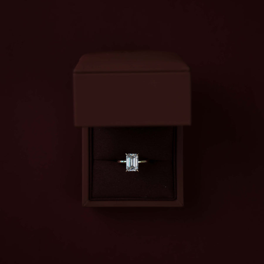The Audrey Ring - 3.5ct Moissanite Emerald Solitaire