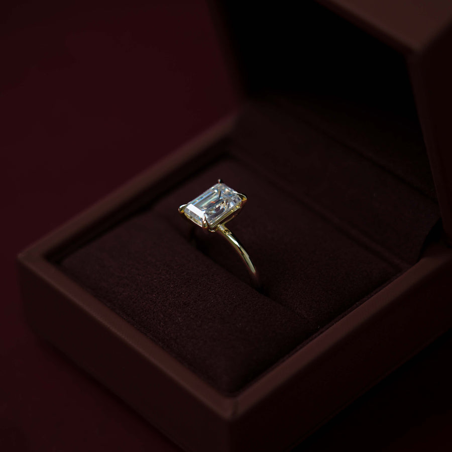 The Audrey Ring - 3.5ct Moissanite Emerald Solitaire