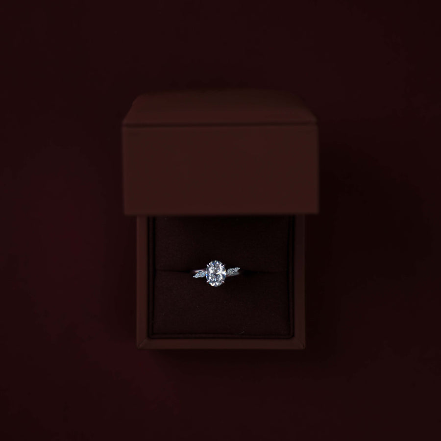 The Amira Ring™ - 2.1ct Moissanite Oval with Marquise Accents