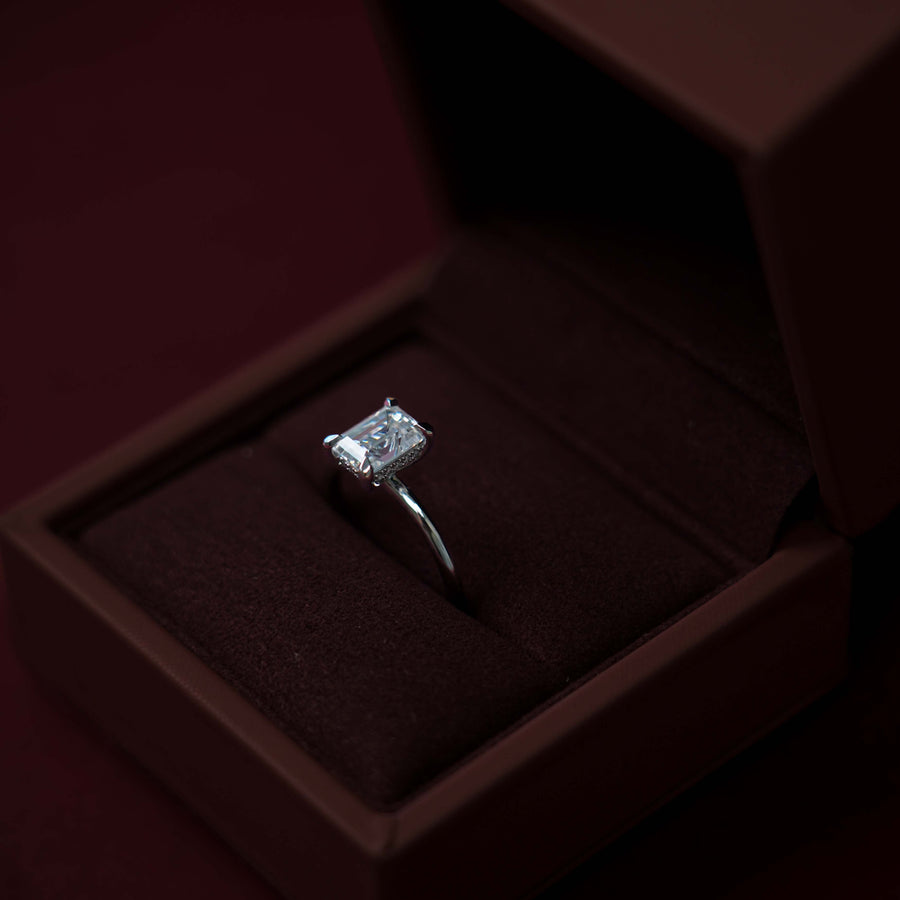 The Audrey Ring - 1.9ct Moissanite Emerald Solitaire