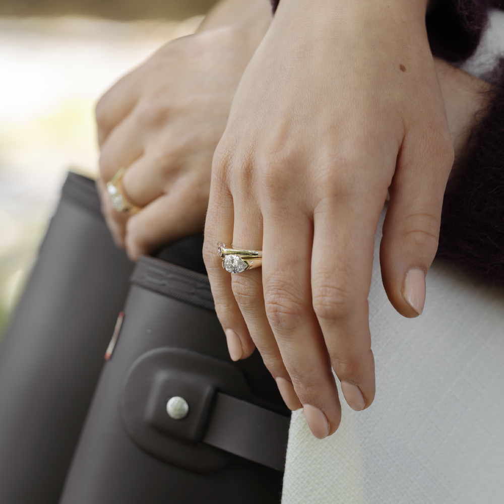 
                      
                        The Winslow Ring -  Pear Half Bezel Signet
                      
                    