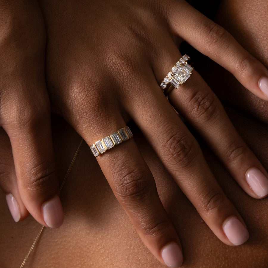 The Harper Ring - Emerald Bezel Wedding Ring