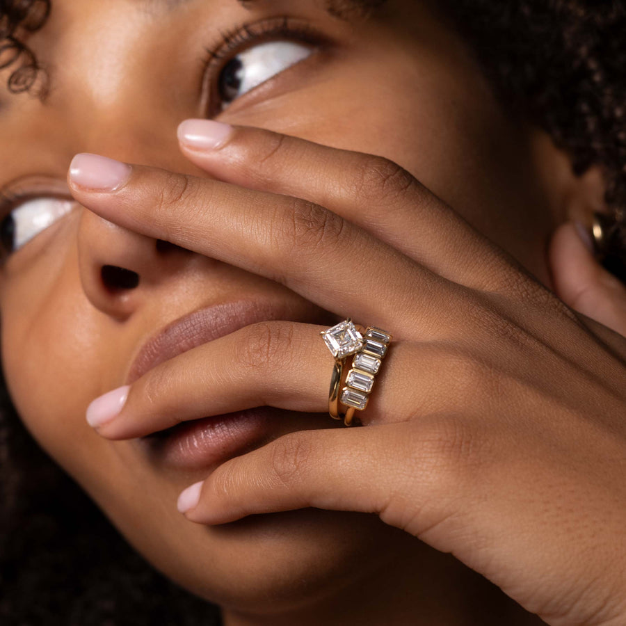 The Harper Ring - Emerald Bezel Wedding Ring